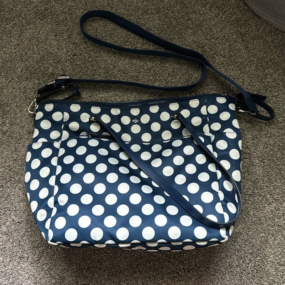 Kate Spade Navy Polka Dot Diaper Bag and Changing Pad - New Without Tags